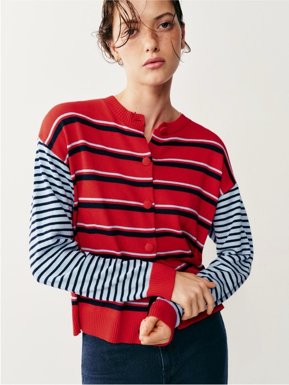 Zara STRIPED CARDIGAN MULTICOLORED - REF 6771/037 Size M
